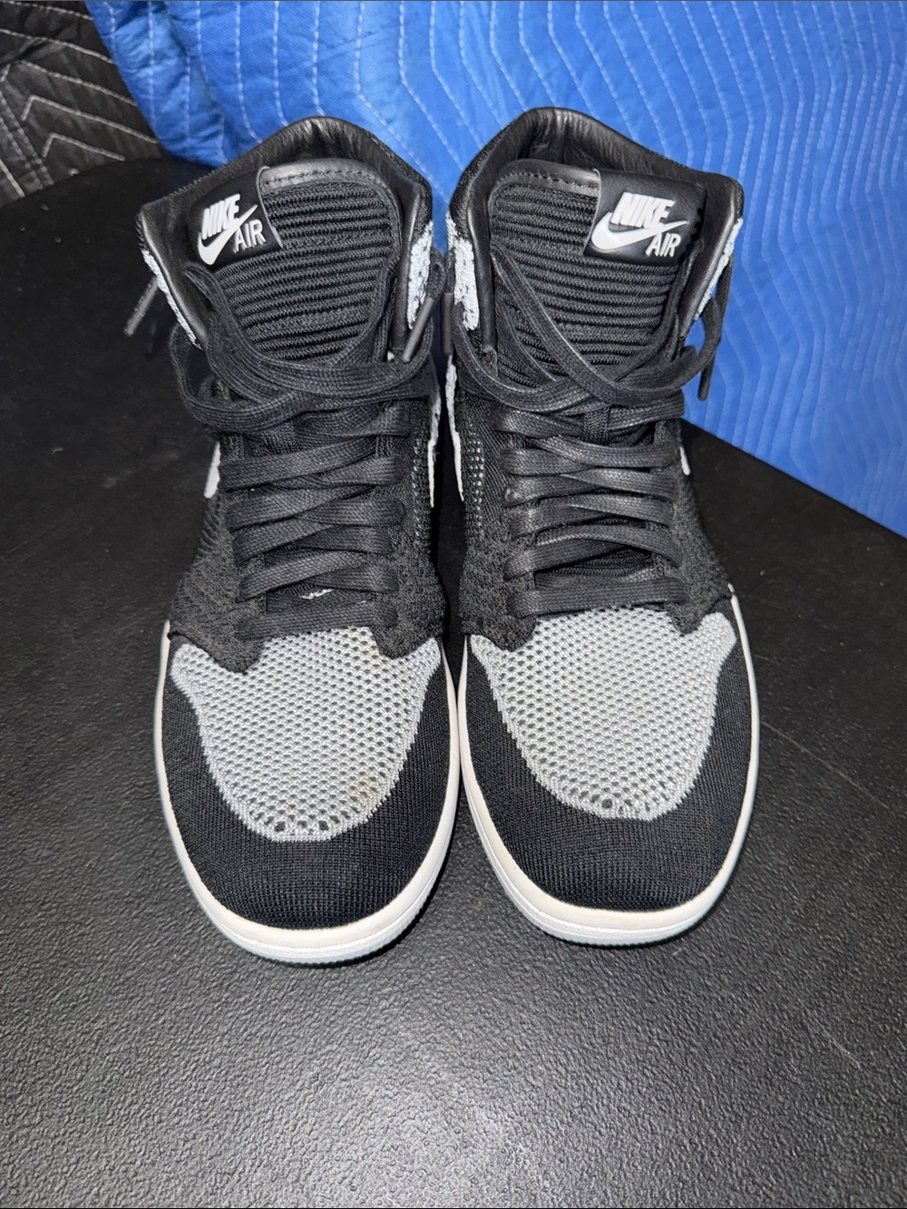 Nike Air Jordan High-Top Sneakers in Black and Gray Knit